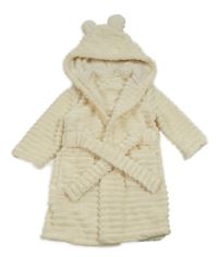 Vanilkový žebrovaný chlupatý župan s kapucí Mothercare