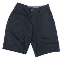 Tmavomodré plátěné chino kraťasy Next