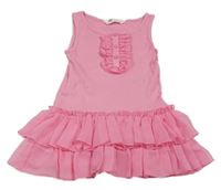 Ružové bavlnené šaty s šifonovými kanýry