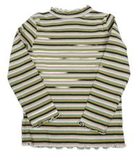 Bielo-zeleno-farebné rebrované tričko Topolino