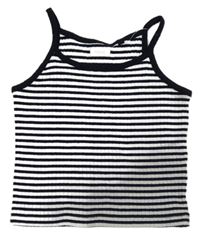 Tmavomodro-biely pruhovaný rebrovaný crop top Next