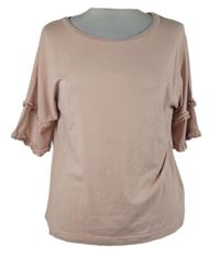 Dámské světlerůžové tričko s volánky Apricot