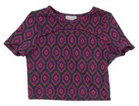Ružovo-zelené vzorované crop tričko Matalan