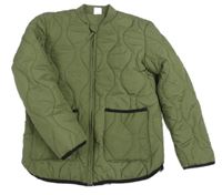 Khaki šusťáková prošívaná zateplená bunda Hema