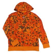 Oranžovo-hnědá vzorovaná mikina s kapucí Adidas