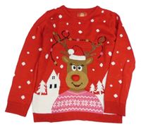 Červený bodkovaná ý sveter so sobom zn. Primark