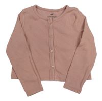 Růžové žebrované crop triko s knoflíčky H&M