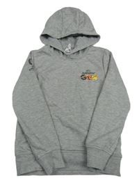 Sivá mikina s potlačou a kapucňou