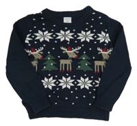 Tmavomodrý vzorovaný svetr se soby Polarn O. Pyret