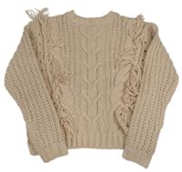 Pudrový vzorovaný svetr s třásněmi M&Co.