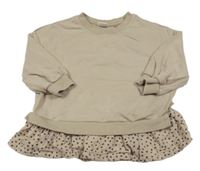 Béžová tepláková tunika s mušelínovým puntíkatým prvkem Next