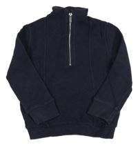 Tmavomodrá rebrovaná mikina so stojačikom George