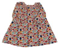 Bílo-barevné květované manšestrové šaty M&S