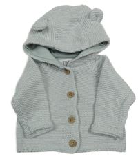 Svetlomodrý melírovaný prepínaci sveter s kapucňou s uškami F&F