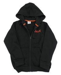 Čierna prepínaci mikina s nápisom a kapucňou