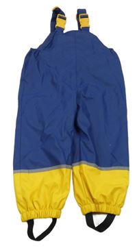 Tmavomodro-žluté voděodolné laclové podšité kalhoty Kiki&Koko