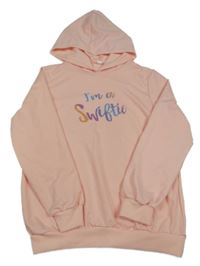 Svetloružová mikina s nápisom a kapucňou