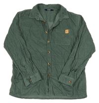 Zelenošedá manšestrová košile s nášivkou LC waikiki