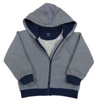 Tmavomodro-biela pruhovaná prepínaci mikina s kapucňou M&S