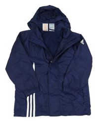 Tmavomodrá šusťáková sportovní bunda s kapucí Adidas
