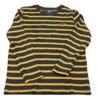 Tmavošedo-ppomerančové pruhované triko Yigga