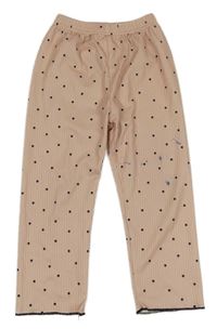 Světlerůžové žebrované pyžamové kalhoty s puntíky