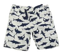 Bílé plátěné kraťasy se žraloky H&M