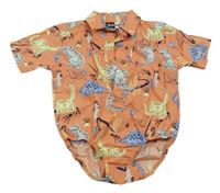 Korálové košilové body s dinosaury 