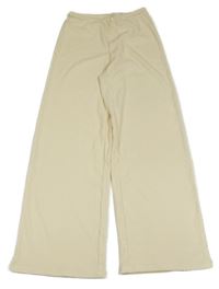 Světlebéžové strukturované široké kalhoty H&M