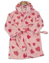 Svetloružový chlpatý župan so srdiečkami a kapucí - Tlapková patrola Nickelodeon