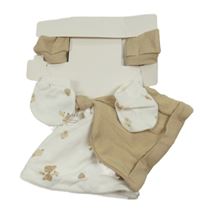 Nové - 4 set - 2x bílo-hnědá čepice + 2x bílo-hnědé rukavice Primark