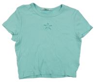 Belasé rebrované crop tričko s průstřihem květu H&M
