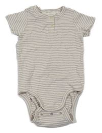 Světlehnědo-bílé pruhované žebrované body H&M