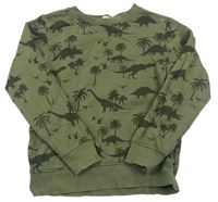 Khaki mikina s dinosaurami H&M