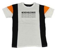 Černo-bílo-oranžové tričko s nápisem Primark
