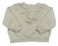 Béžová oversize mikina s volánikmi H&M