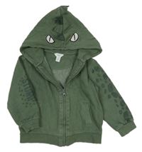 Khaki prepínaci mikina s kapucí - dinosaurus M&Co
