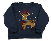 Tmavomodrá mikina so sobem z flitrů Lupilu