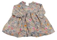 Béžové kvietkovane menšestrové midi šaty Mothercare