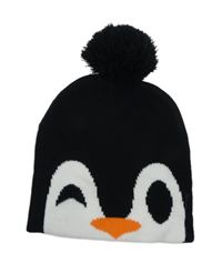 Čierna pletená čapica s tučňákem