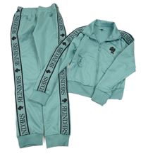 2set - Mátová propínací crop mikina s nápisy + kalhoty Reinders