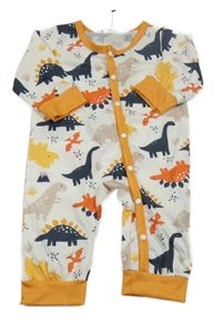 Bielo-okrový overal s dinosaurami