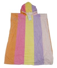 Nové - Farebné pruhované froté pončo s kapucňou Primark