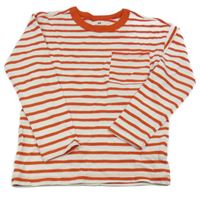 Bielo-červené pruhované tričko s vreckom H&M