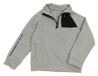 Šedo-černá mikina s límečkem a kapsou Primark