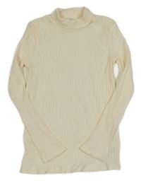 Smetanové žebrované triko s rolákem C&A