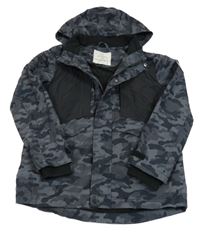 Šedo-černá army šusťáková jarní bunda s kapucí George 