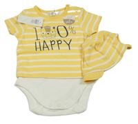 Nové - 2set - Pruhovano-bílé body s nápisem + čepice M&Co. 