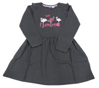 Sivé teplákové šaty s plameňáky Lupilu