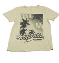 Béžové tričko s palmami a nápisom Primark